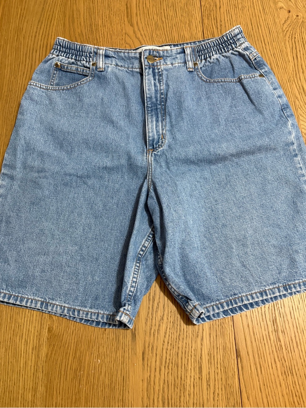 L.L. Bean Light Blue Elastic-Waist Denim Shorts